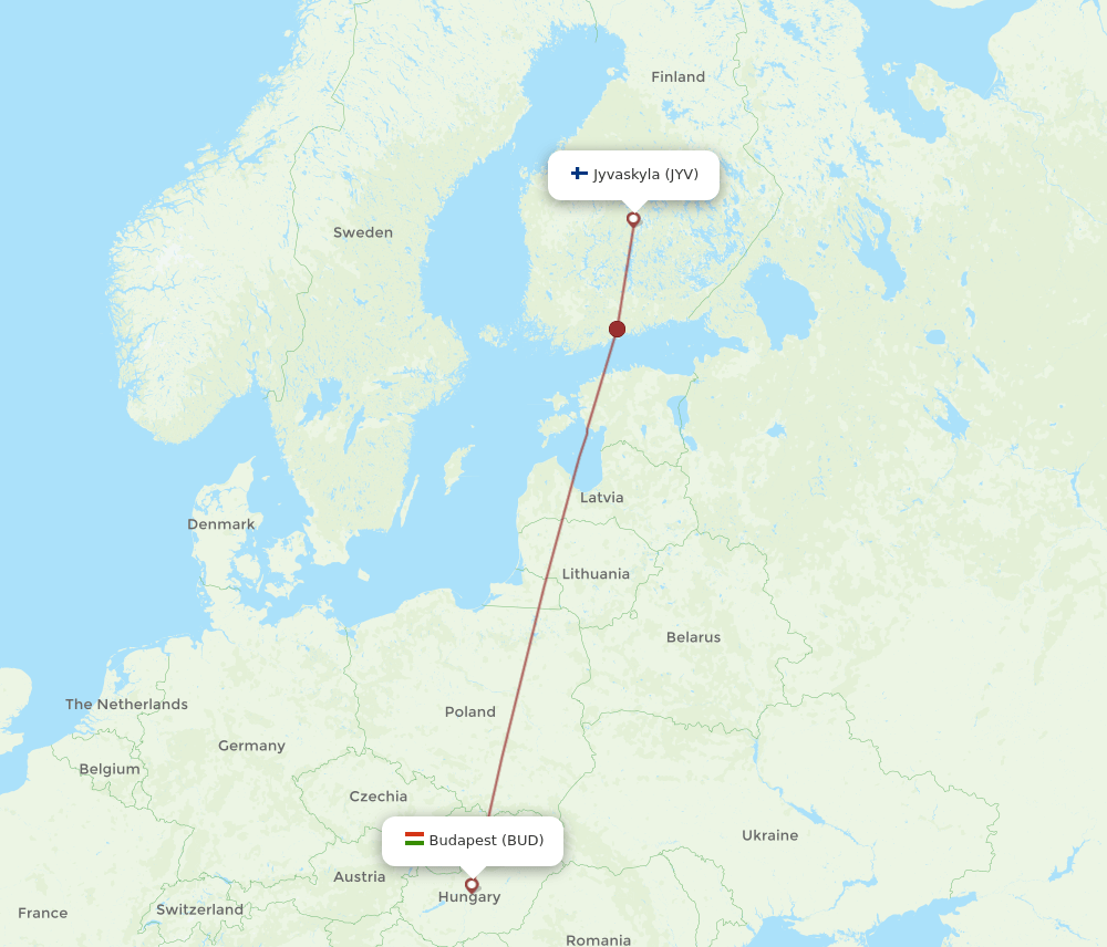 JYV-BUD flight routes