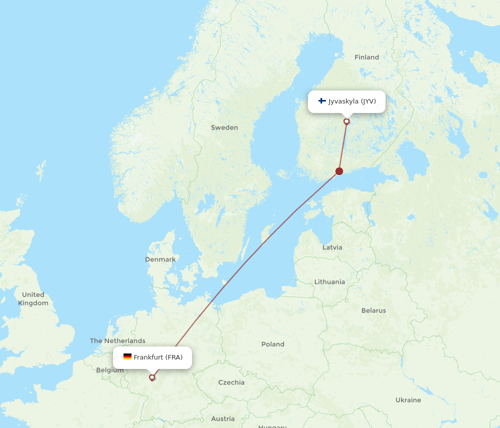 JYV-FRA flight routes