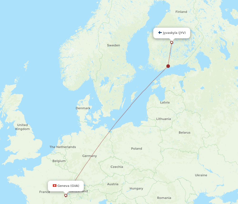 JYV to GVA flights and routes map