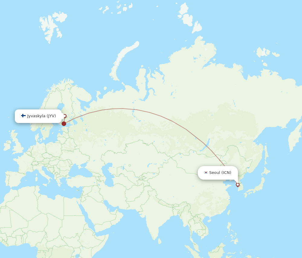 JYV-ICN flight routes