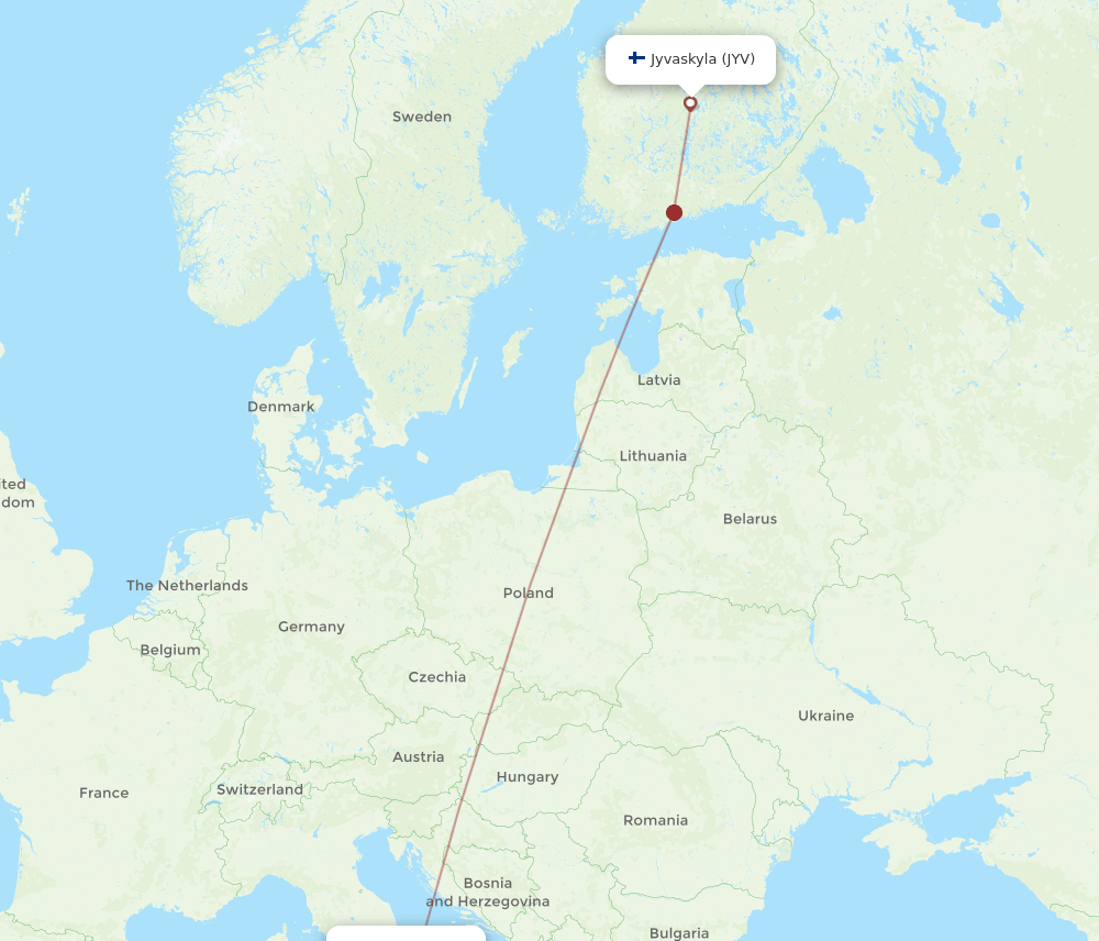JYV-NAP flight routes