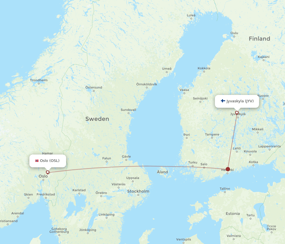 JYV-OSL flight routes