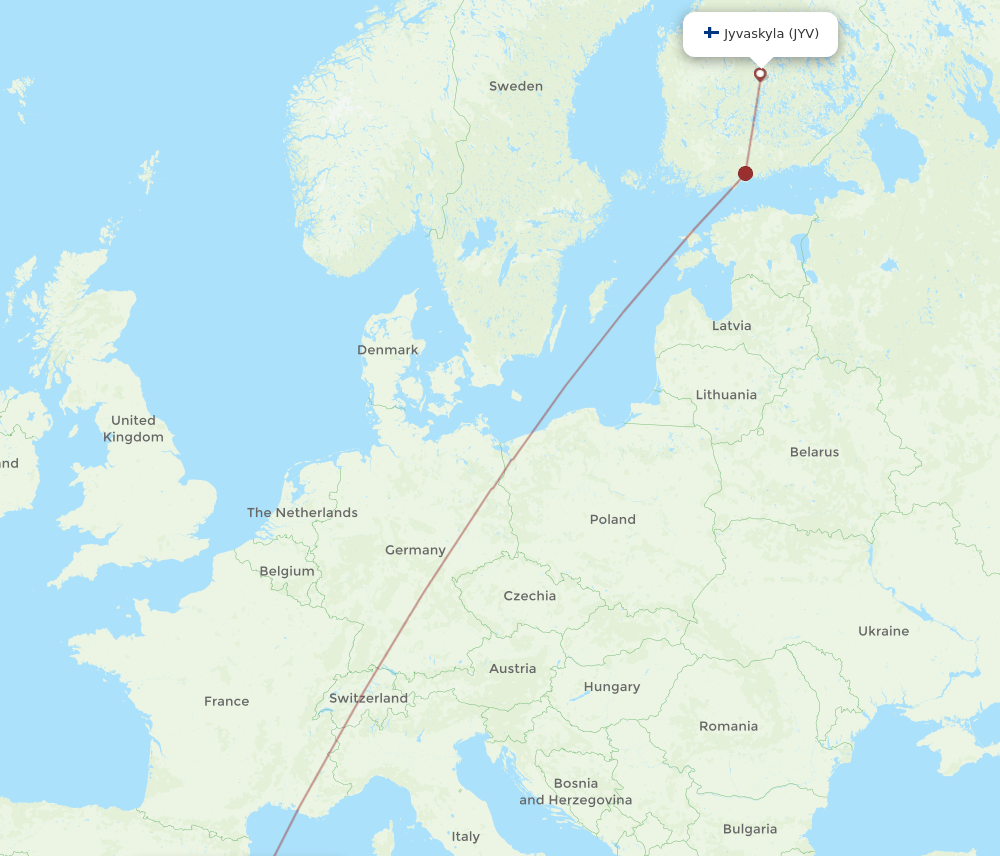 JYV-PMI flight routes