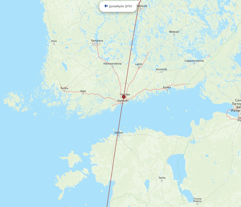 JYV to RIX flights and routes map