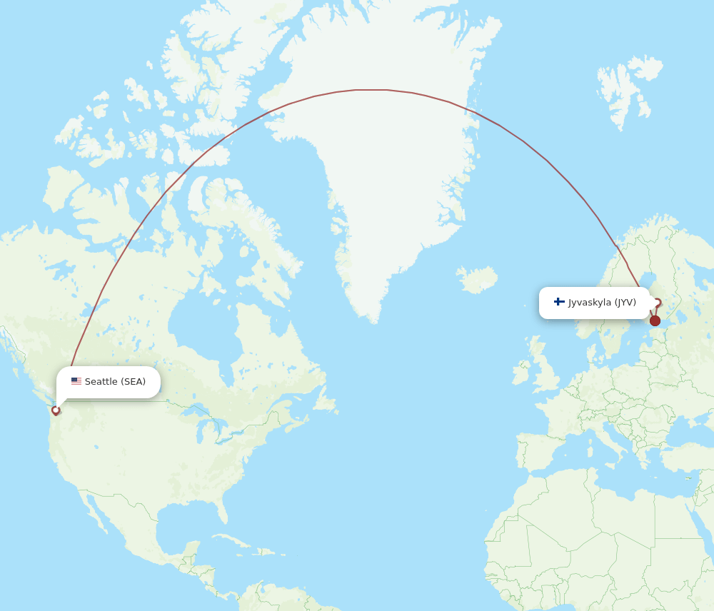 Seattle - Jyvaskyla route map and flight paths
