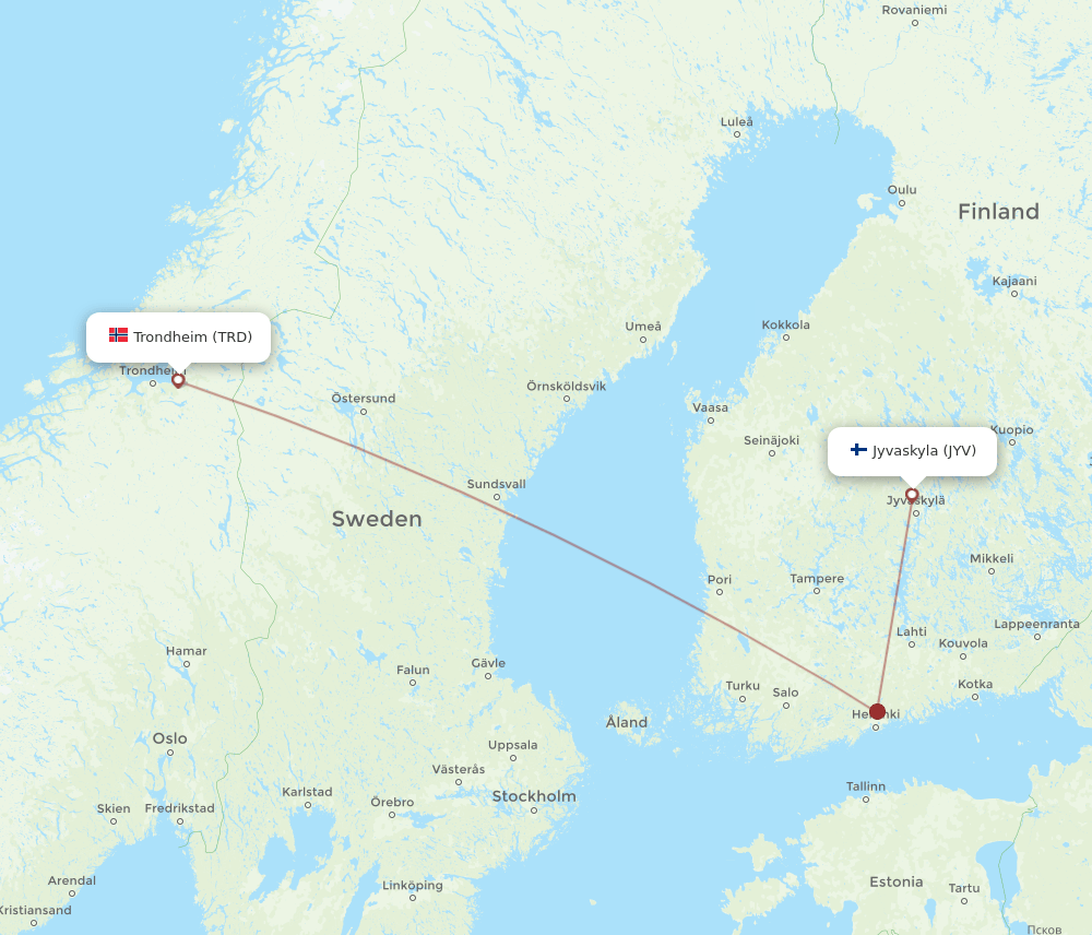 JYV-TRD flight routes