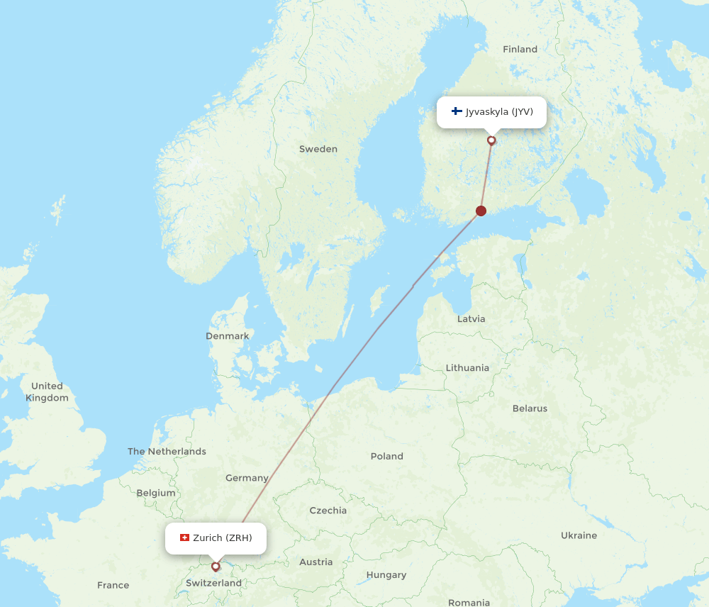 JYV-ZRH flight routes