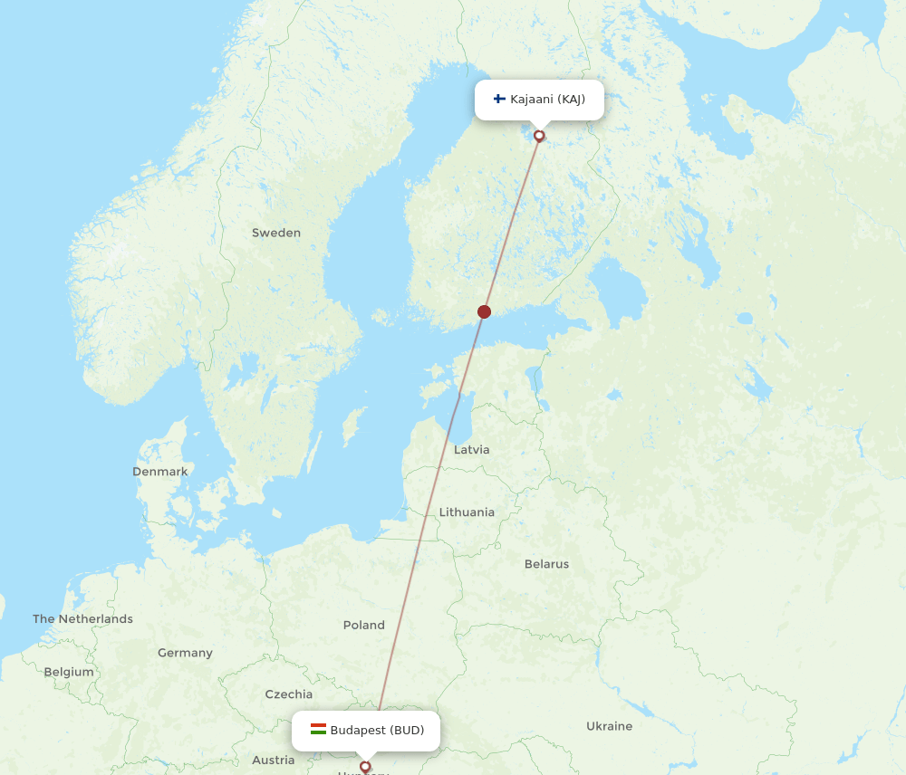 KAJ-BUD flight routes
