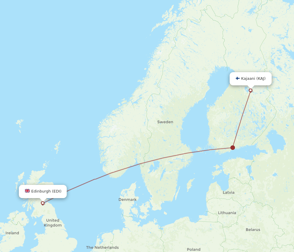 KAJ to EDI flights and routes map
