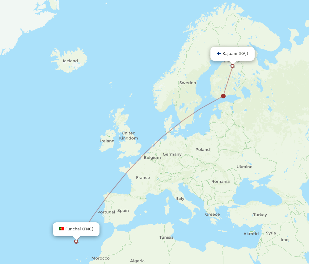 KAJ-FNC flight routes