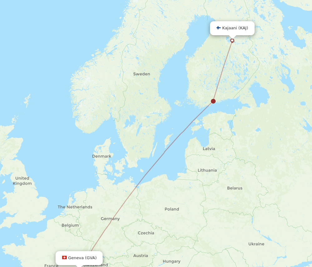 KAJ-GVA flight routes
