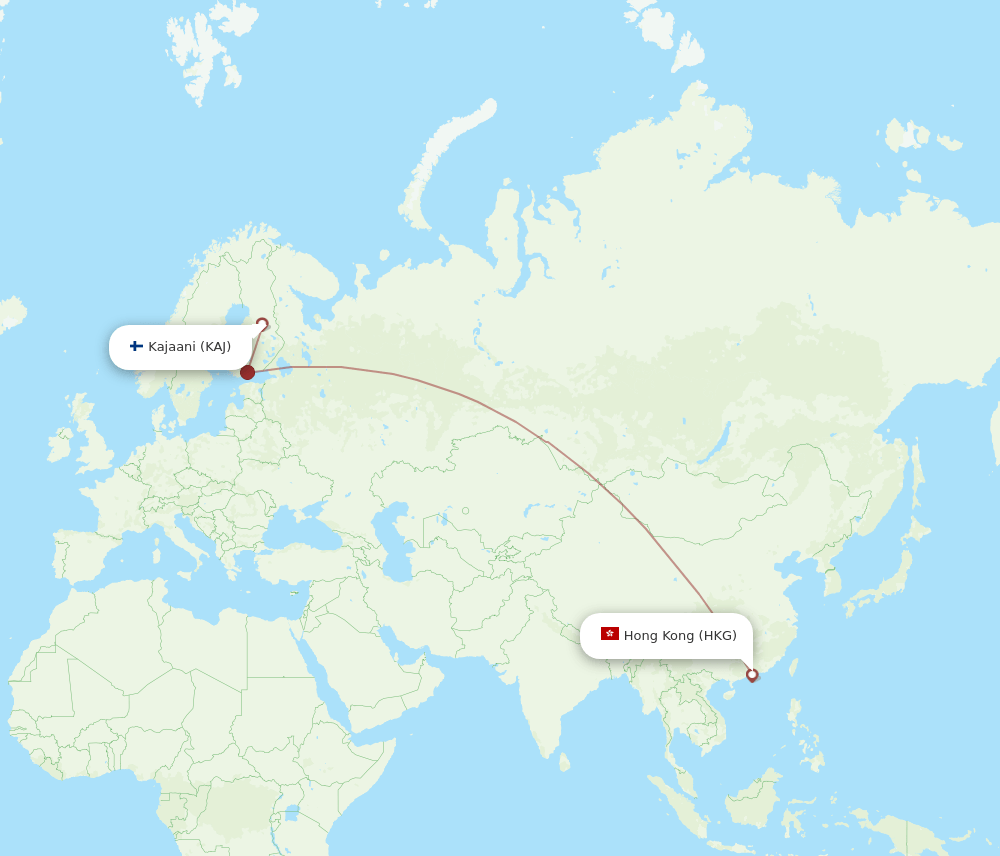 KAJ-HKG flight routes