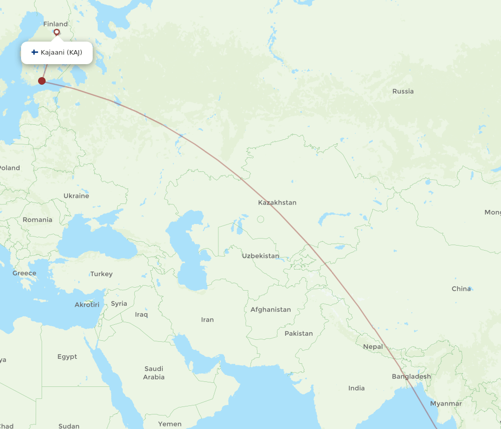 KAJ-HKT flight routes