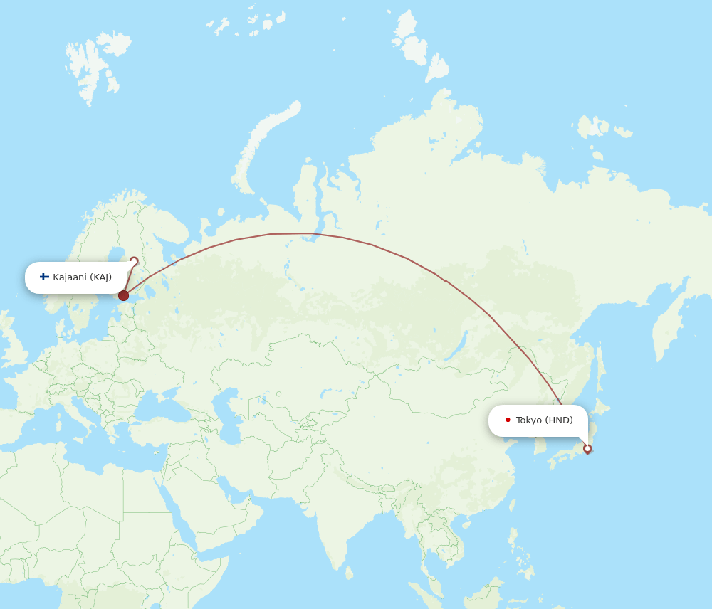 KAJ-HND flight routes
