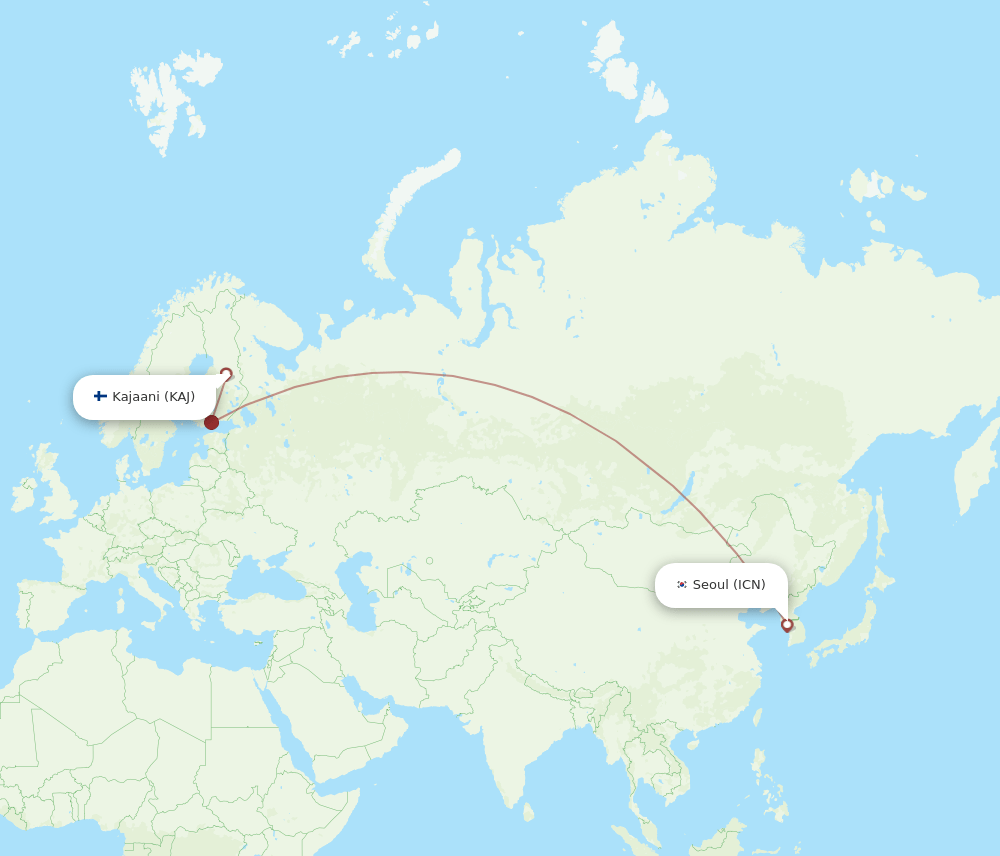 KAJ-ICN flight routes