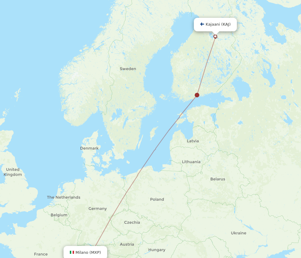KAJ-MXP flight routes