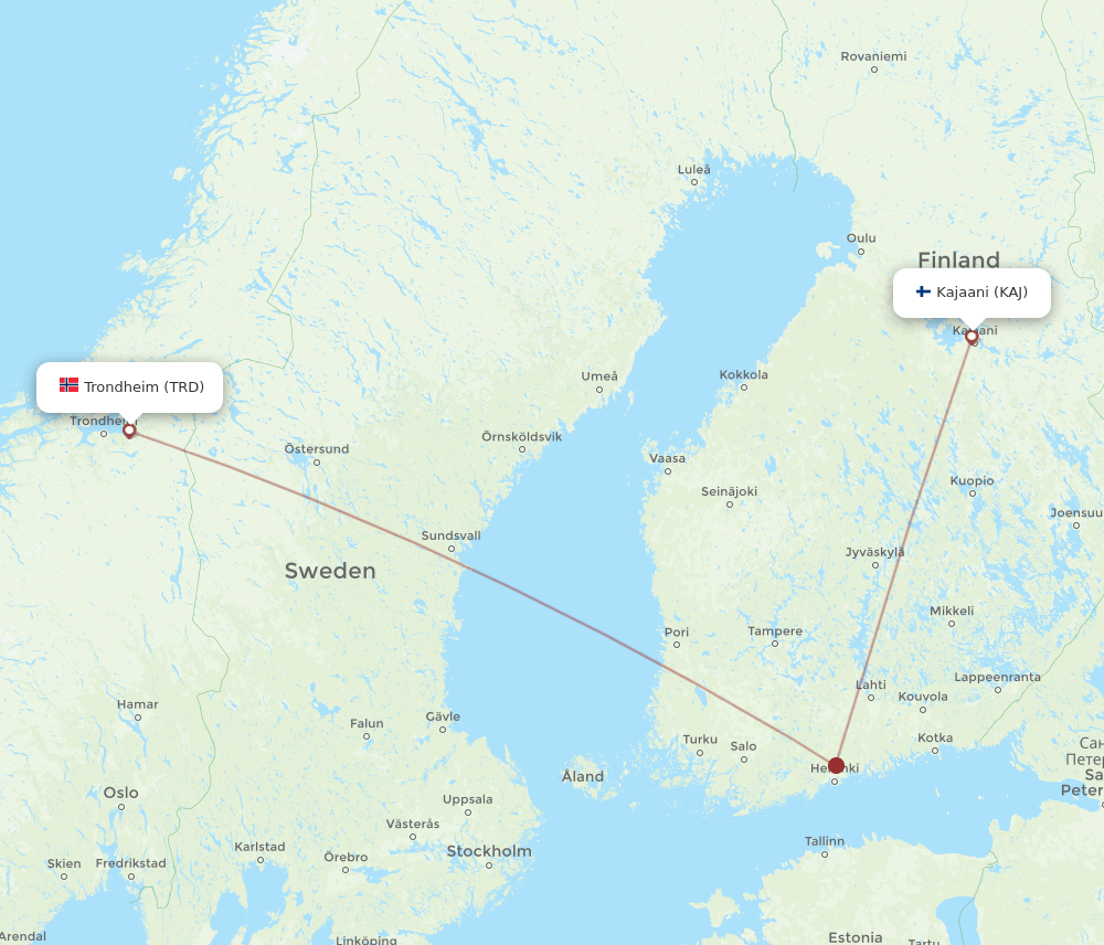 KAJ-TRD flight routes