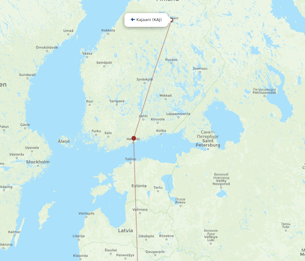 KAJ to VNO flights and routes map