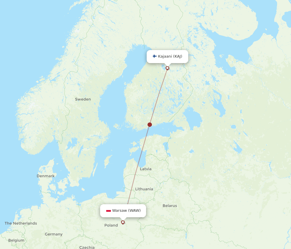 KAJ-WAW flight routes