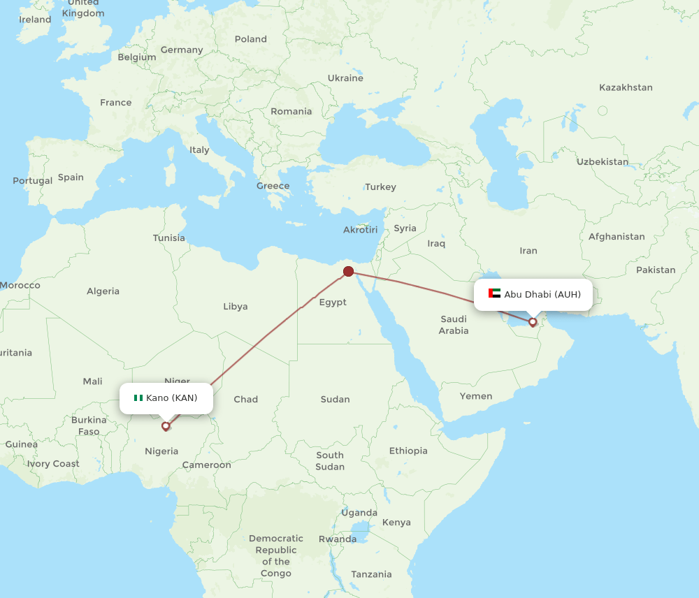 KAN-AUH flight routes