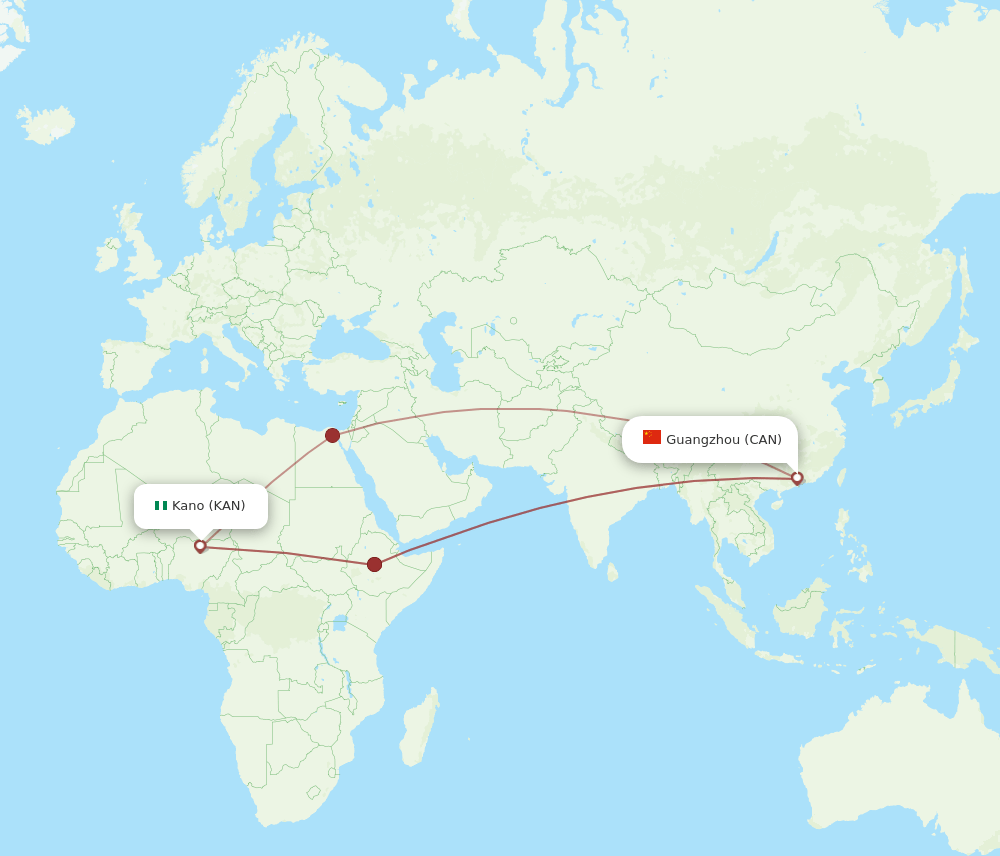 KAN-CAN flight routes