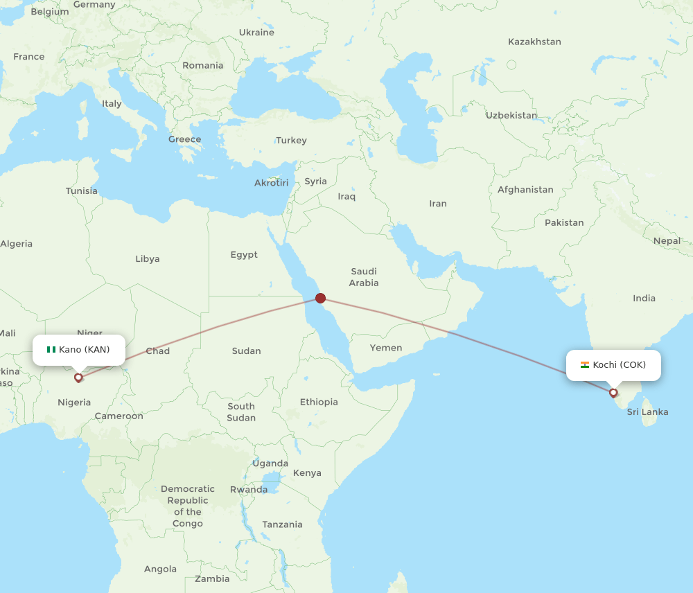KAN-COK flight routes