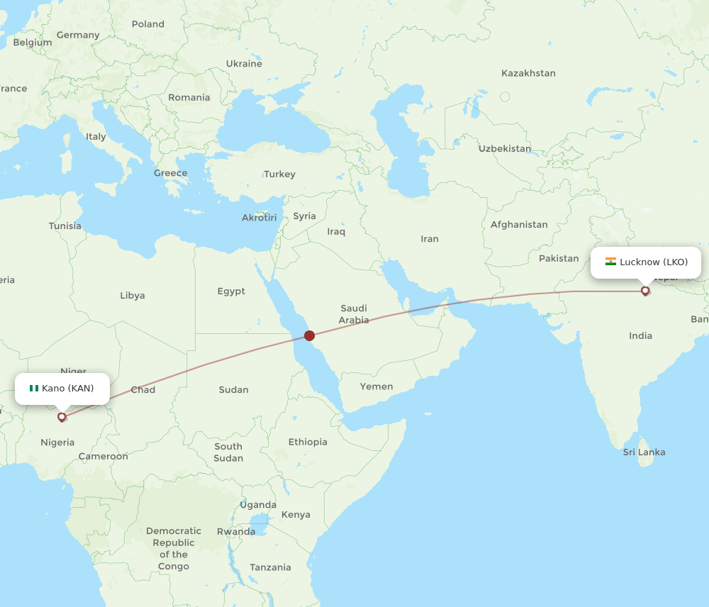KAN-LKO flight routes
