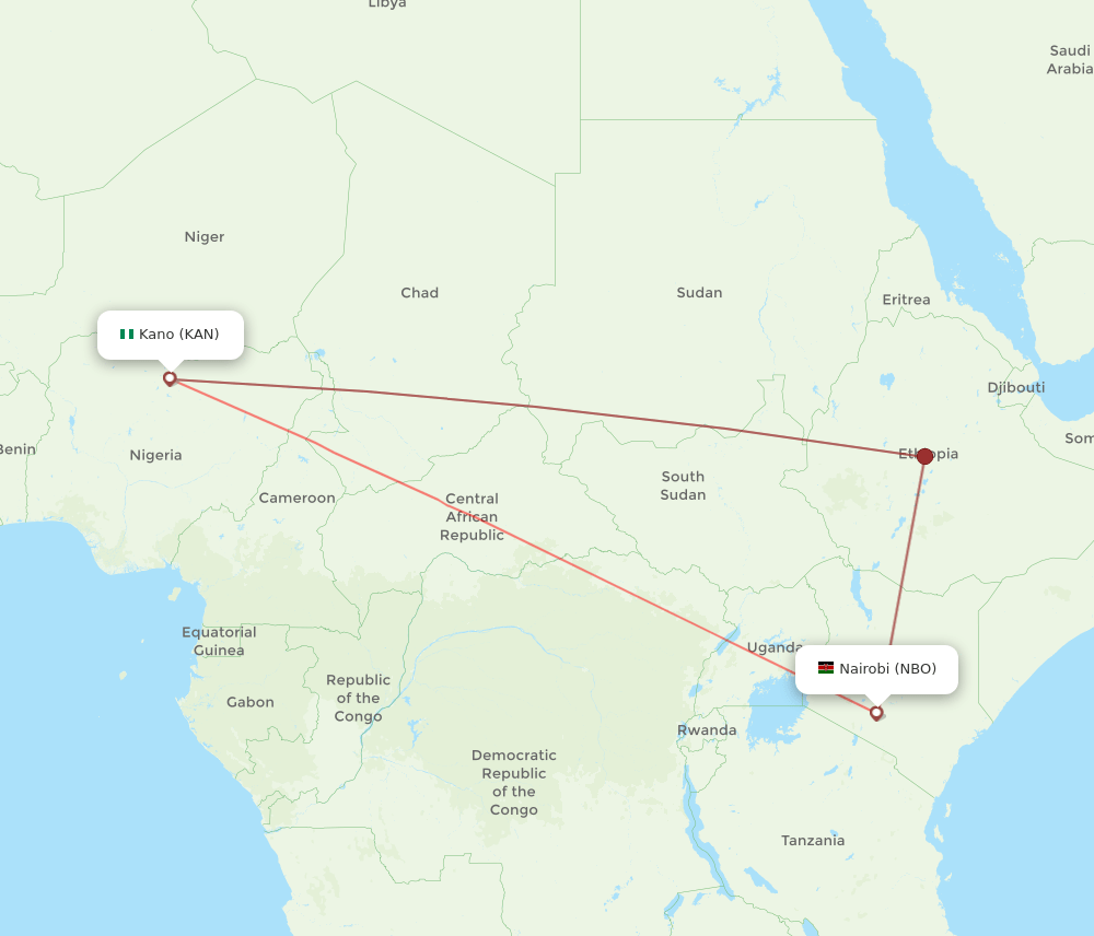 KAN-NBO flight routes