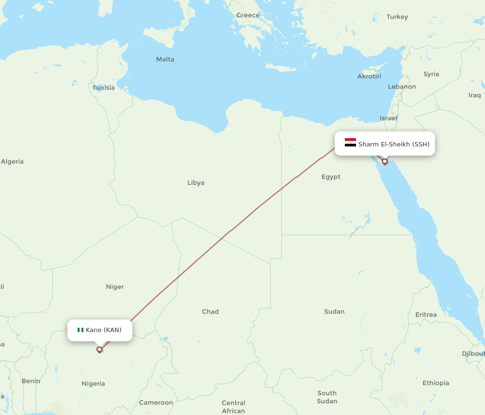 KAN-SSH flight routes