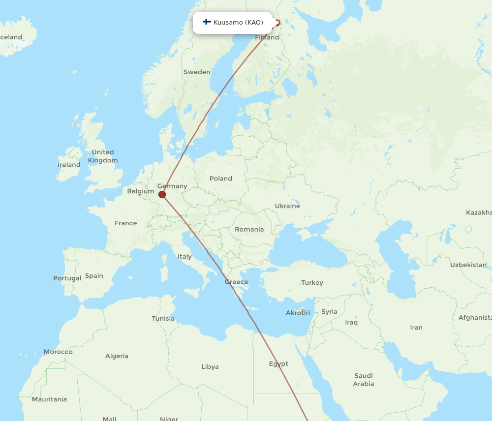 KAO to ADD flights and routes map