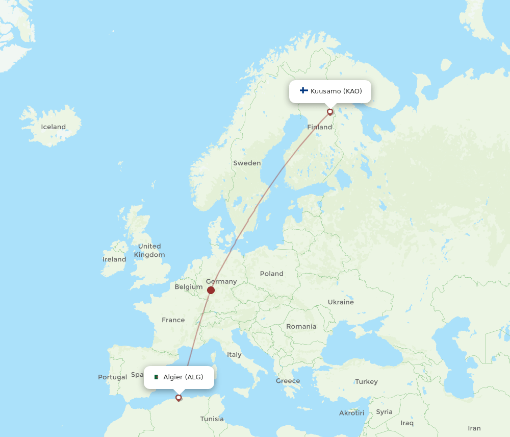 KAO-ALG flight routes