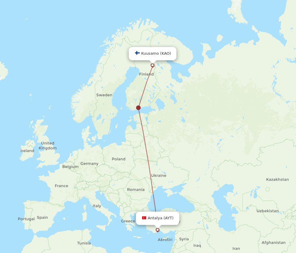 KAO-AYT flight routes