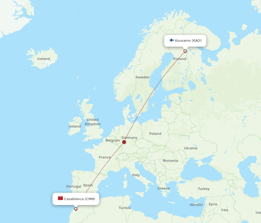 KAO-CMN flight routes