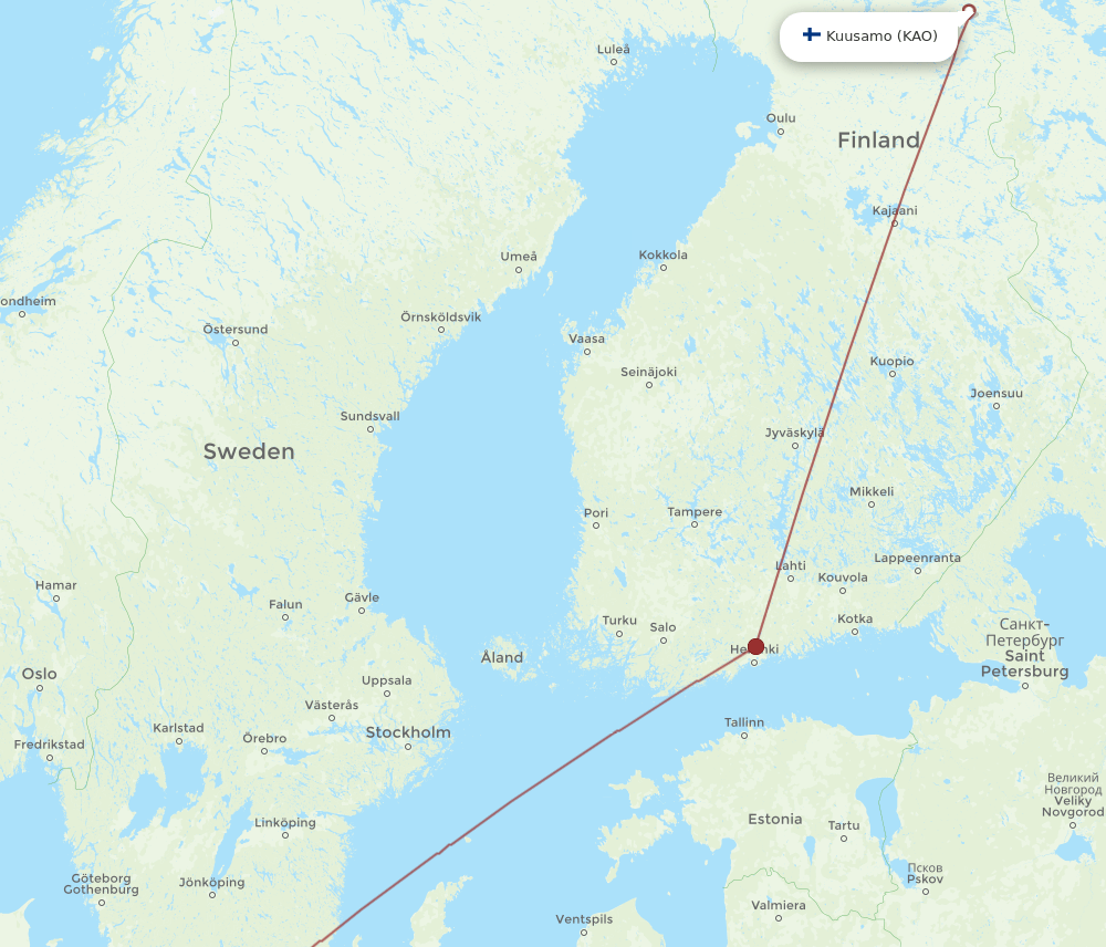 KAO-CPH flight routes