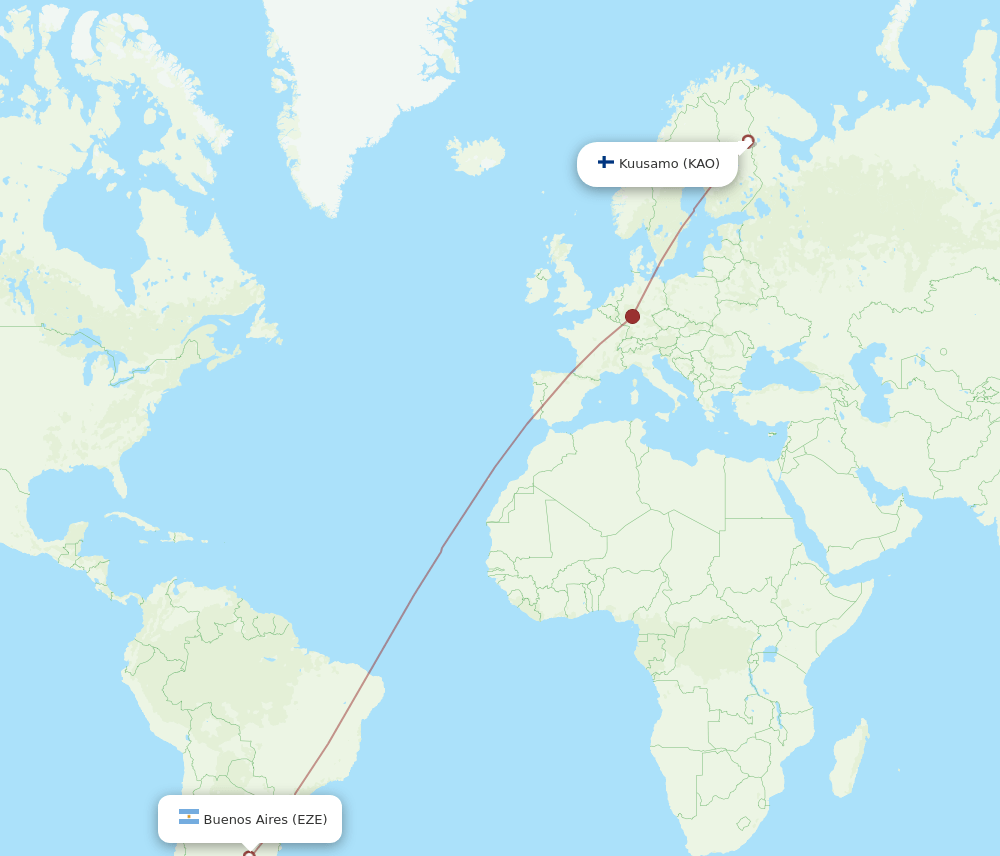 KAO-EZE flight routes