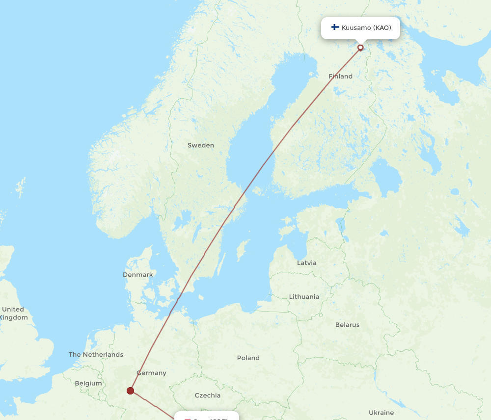 KAO-GRZ flight routes