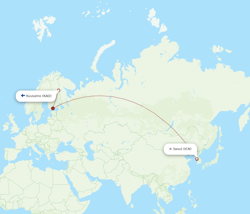 KAO-ICN flight routes