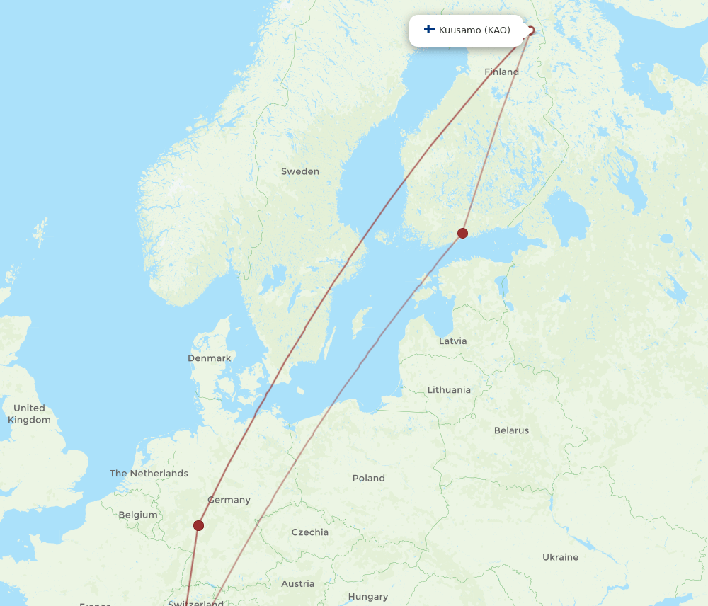 KAO-NCE flight routes