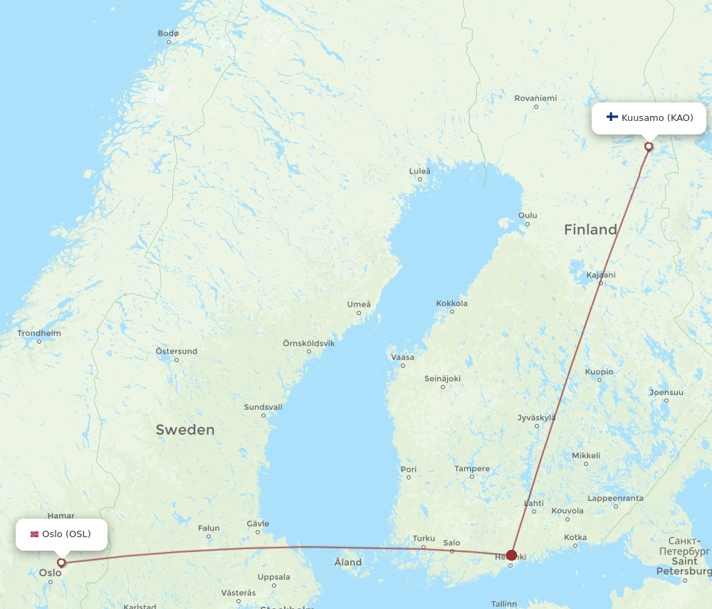 KAO-OSL flight routes