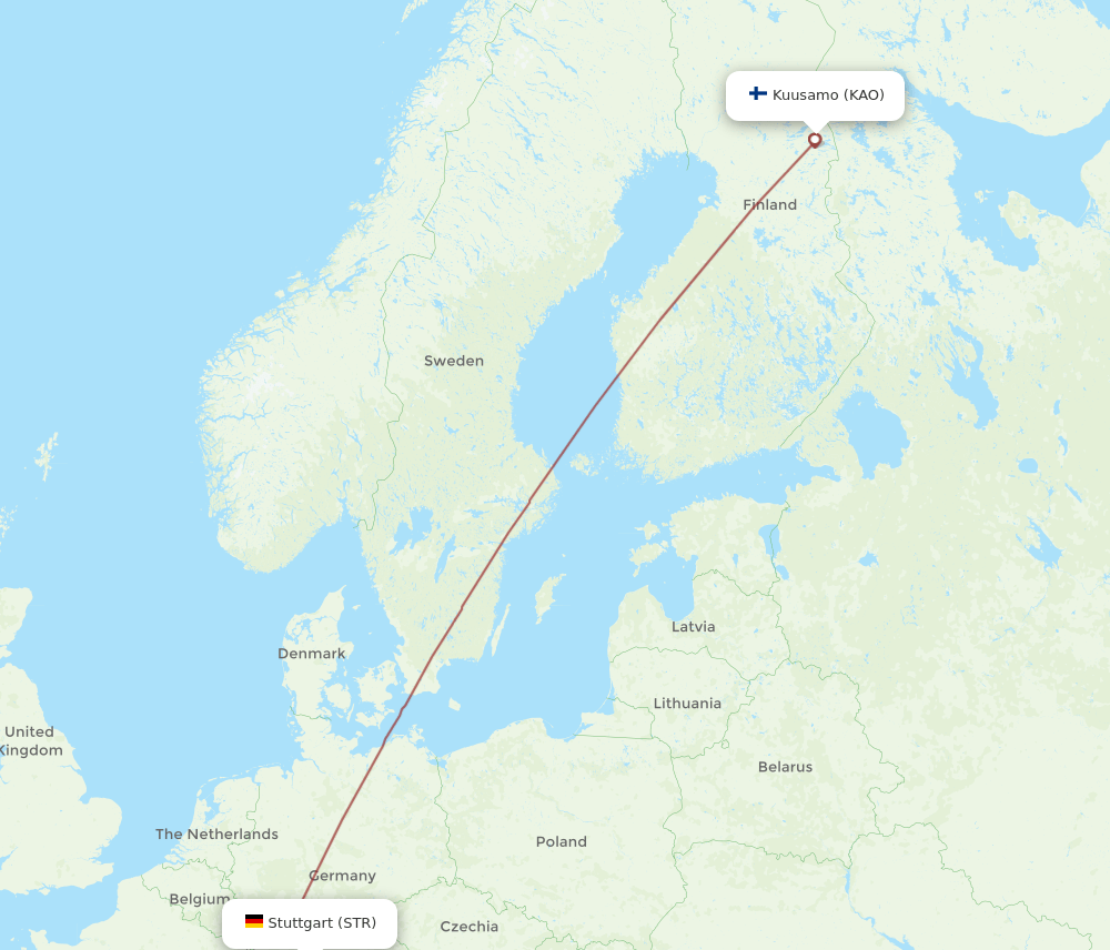STR to KAO flights and routes map