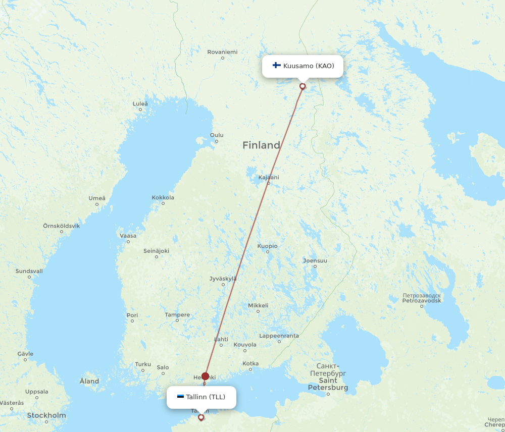 KAO to TLL flights and routes map