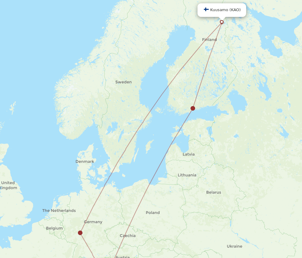 KAO-VCE flight routes