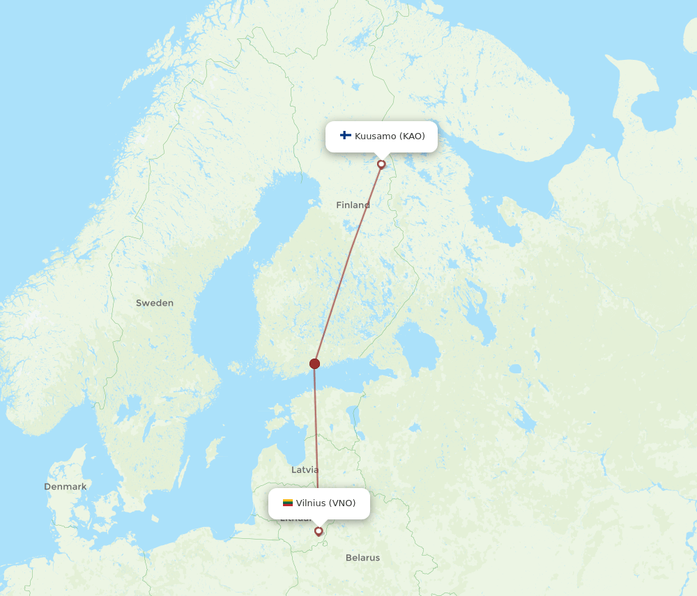 KAO to VNO flights and routes map