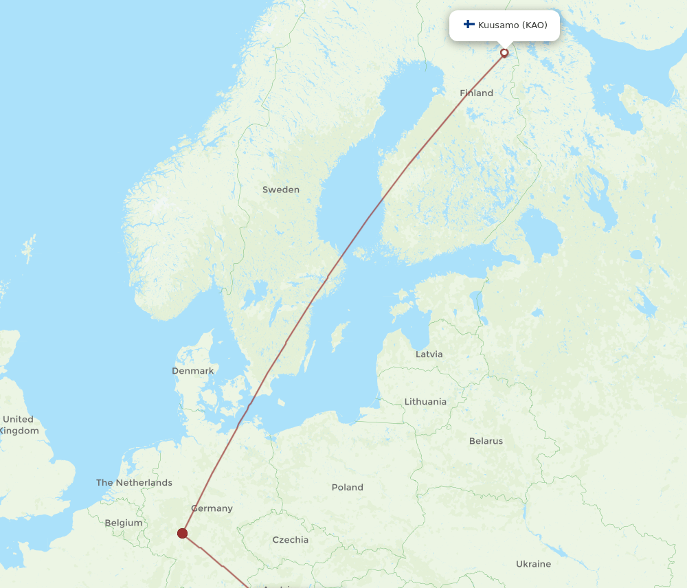 KAO-ZAG flight routes