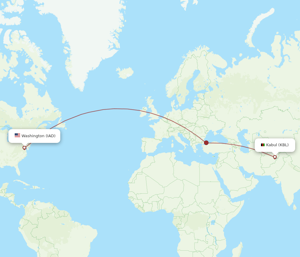 KBL-IAD flight routes