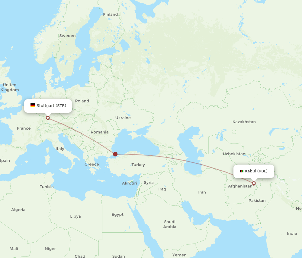 KBL-STR flight routes
