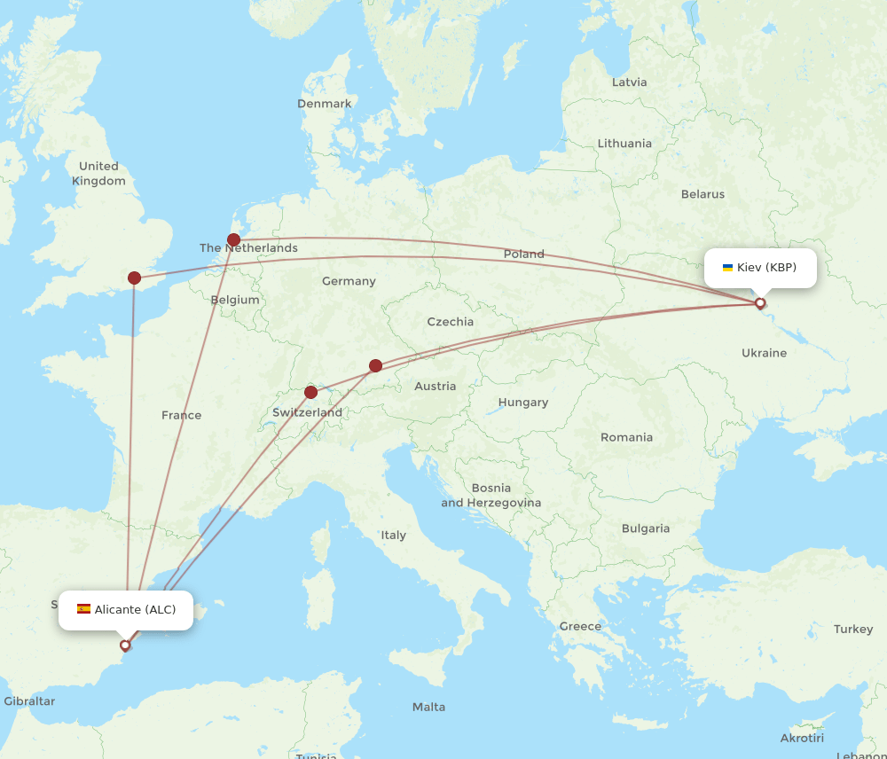 KBP-ALC flight routes