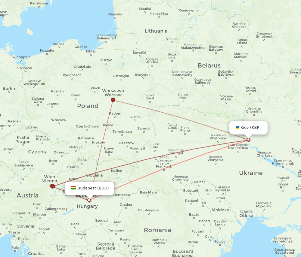 KBP-BUD flight routes