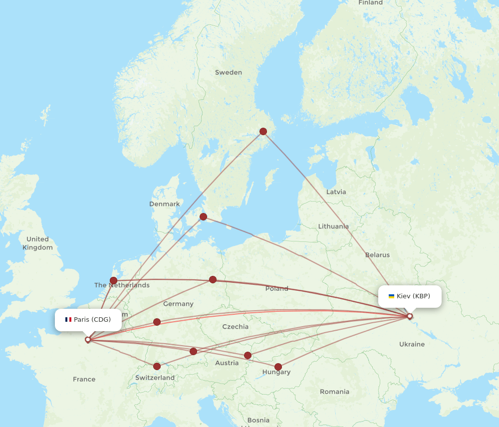 KBP-CDG flight routes