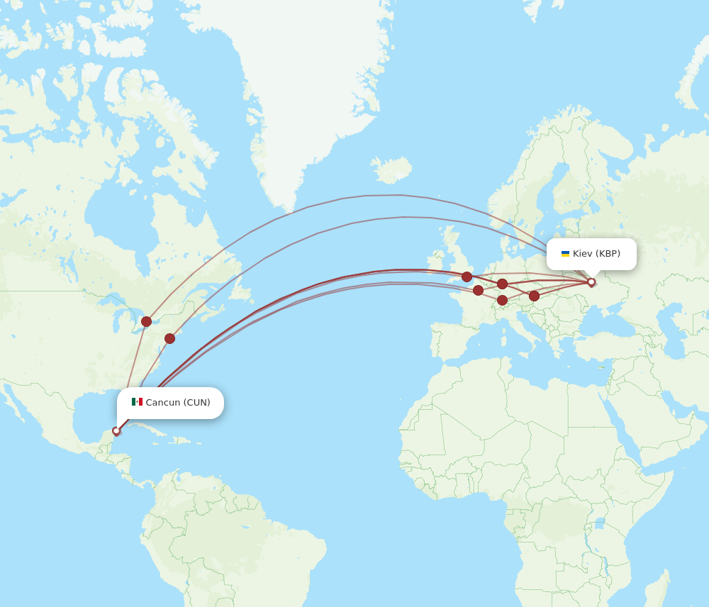 KBP-CUN flight routes